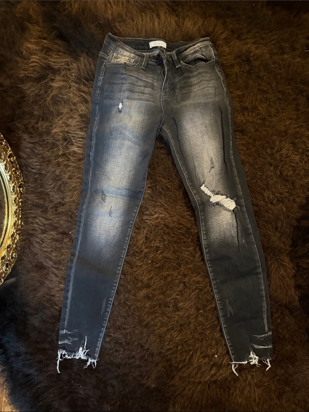 KanCan Washed Black Skinny Distressed Jeans